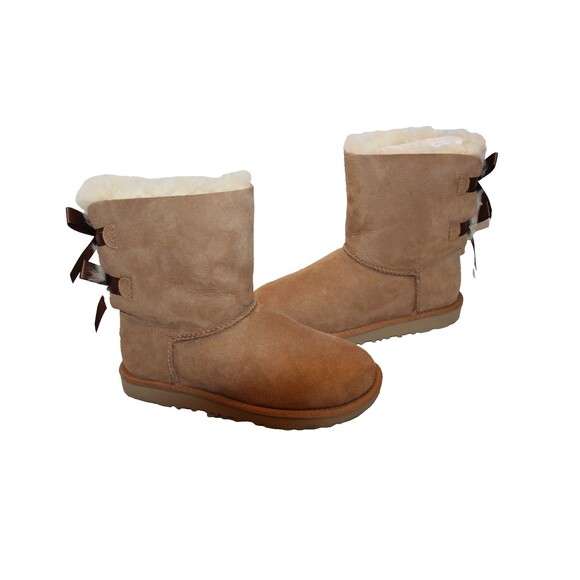 s-l400.jpg UGG WOMEN\'S CLASSIC BAILEY BOW II SUEDE SHEARLING BOW BOOTS CHESTNUT US 7 EU 38
